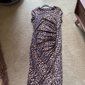 Mango Leopard Print Maxi Dress - Brown and Black